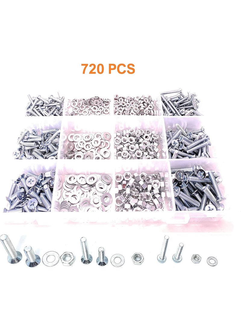 WUNDERSCHÖN WUNEDRSCHÖN  Phillips Pan Head Bolts Kit  720 Pieces For  furniture construction, repair, and assembly projects  - Image 3