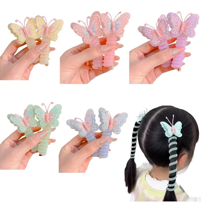 COLBEX Wire Hair Bands For Girls Colorful Spiral Hair Ties Butterfly Colorful Telephone Wire Hair Bands For Kids Ponytail Holder Accessories 4 - Image 1