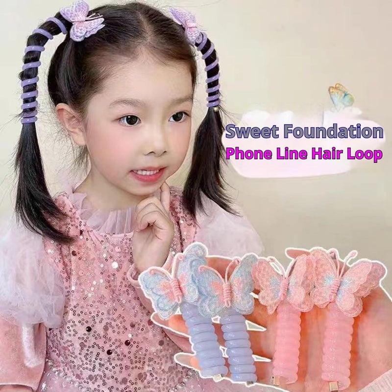 COLBEX Wire Hair Bands For Girls Colorful Spiral Hair Ties Butterfly Colorful Telephone Wire Hair Bands For Kids Ponytail Holder Accessories 4 - Image 2