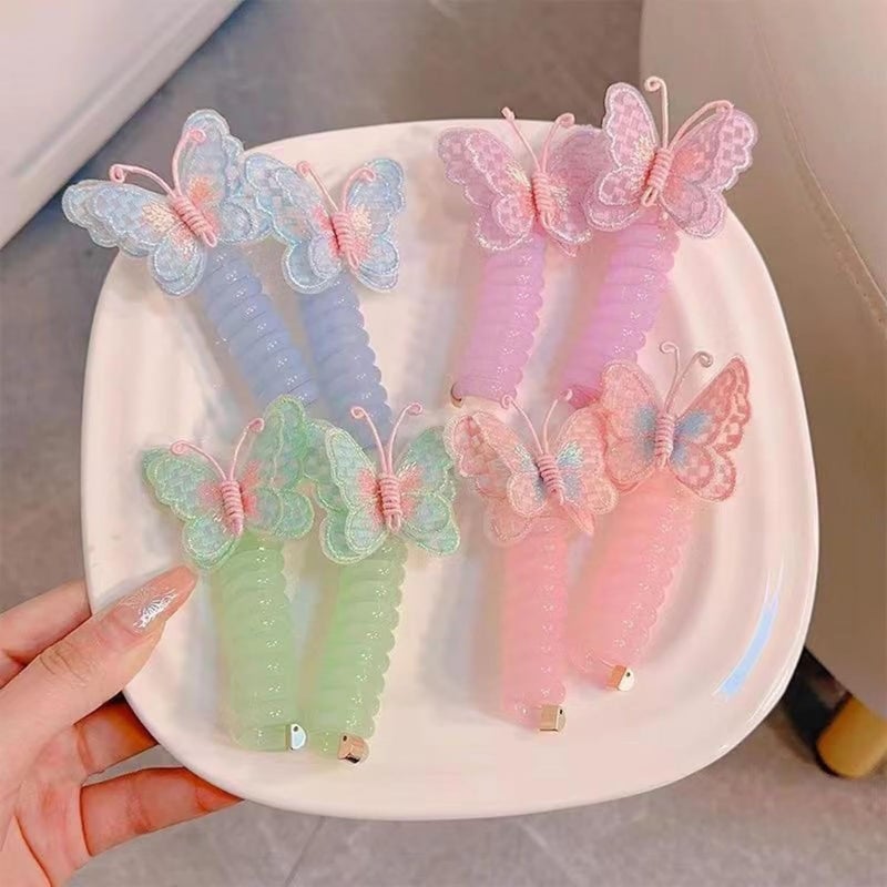 COLBEX Wire Hair Bands For Girls Colorful Spiral Hair Ties Butterfly Colorful Telephone Wire Hair Bands For Kids Ponytail Holder Accessories 4 - Image 3