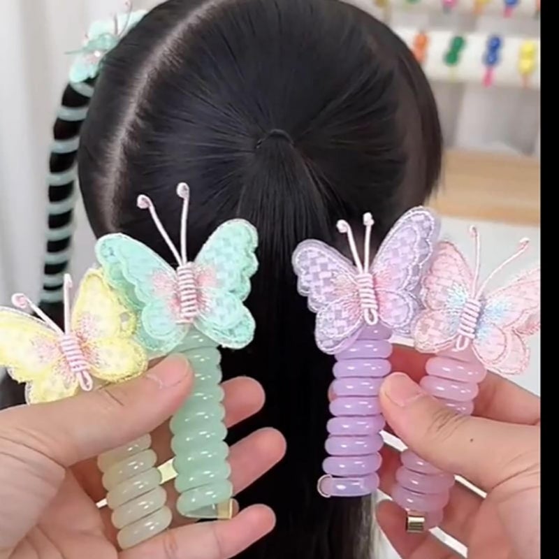 COLBEX Wire Hair Bands For Girls Colorful Spiral Hair Ties Butterfly Colorful Telephone Wire Hair Bands For Kids Ponytail Holder Accessories 4 - Image 5