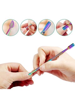 Dr.Pedi Dr.Pedi Cuticle Pusher and Cutter Nail Cleaner Tool Nail Cuticle Remover Tool Stainless Steel Double Ended Manicure Pedicure Kit in Storage Tin Box Nail Art Remover Tools 4 PCS, Color Gradient  - Image 2