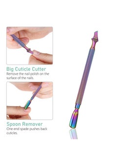 Dr.Pedi Dr.Pedi Cuticle Pusher and Cutter Nail Cleaner Tool Nail Cuticle Remover Tool Stainless Steel Double Ended Manicure Pedicure Kit in Storage Tin Box Nail Art Remover Tools 4 PCS, Color Gradient  - Image 5