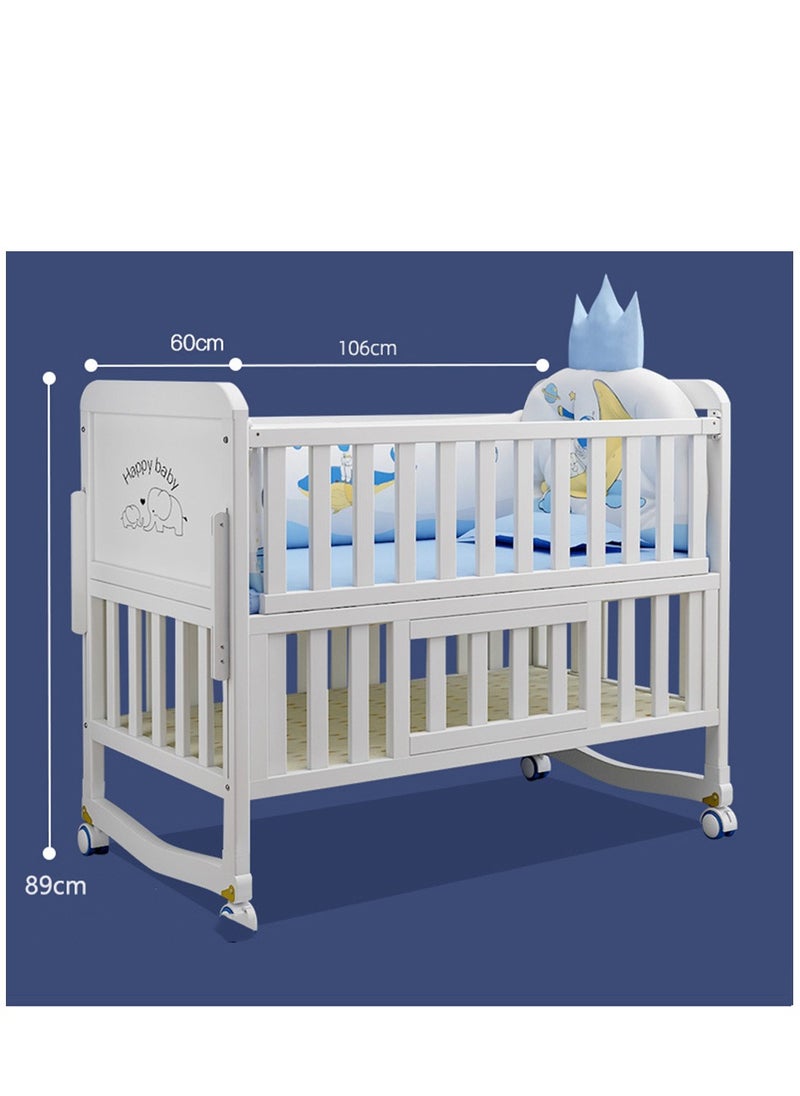Arabest - Baby Crib Solid Wood Crib Multifunctional Solid Wood Paint Free Crib Portable Easy To Assemble - Image 1