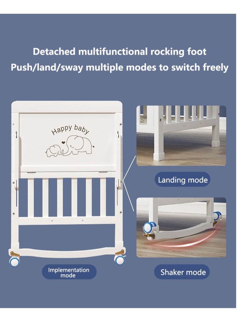 Arabest - Baby Crib Solid Wood Crib Multifunctional Solid Wood Paint Free Crib Portable Easy To Assemble - Image 1