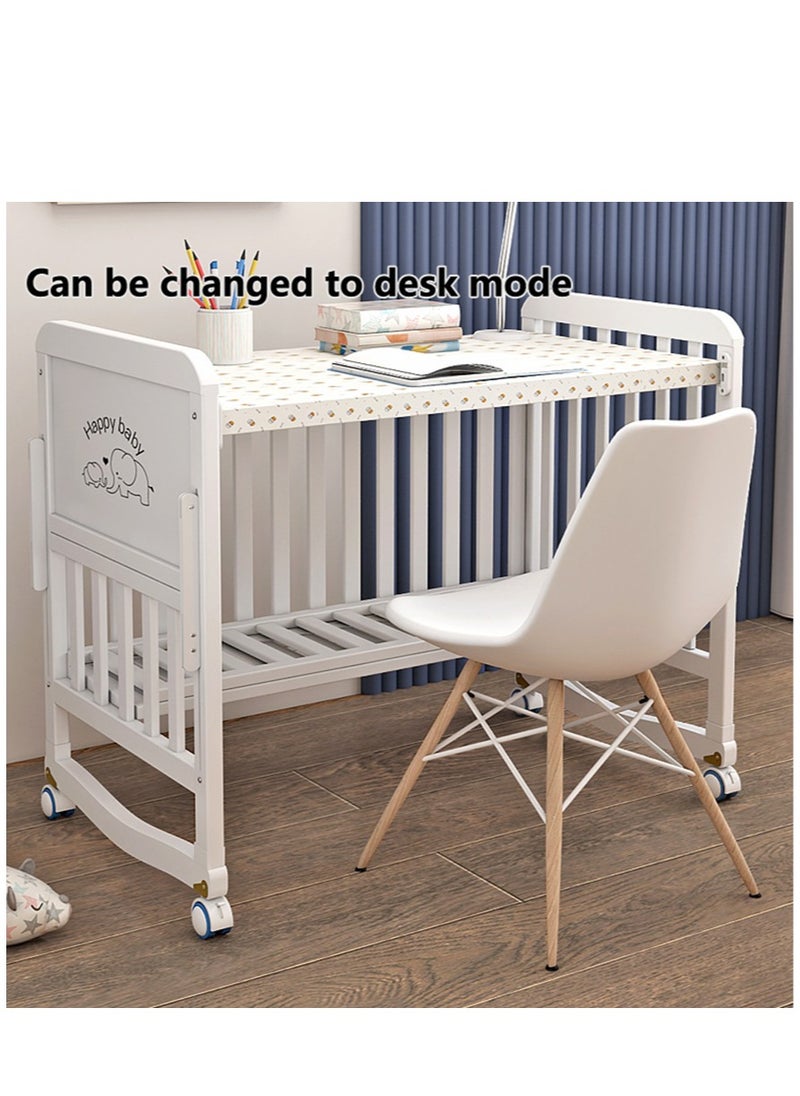 Arabest - Baby Crib Solid Wood Crib Multifunctional Solid Wood Paint Free Crib Portable Easy To Assemble - Image 1