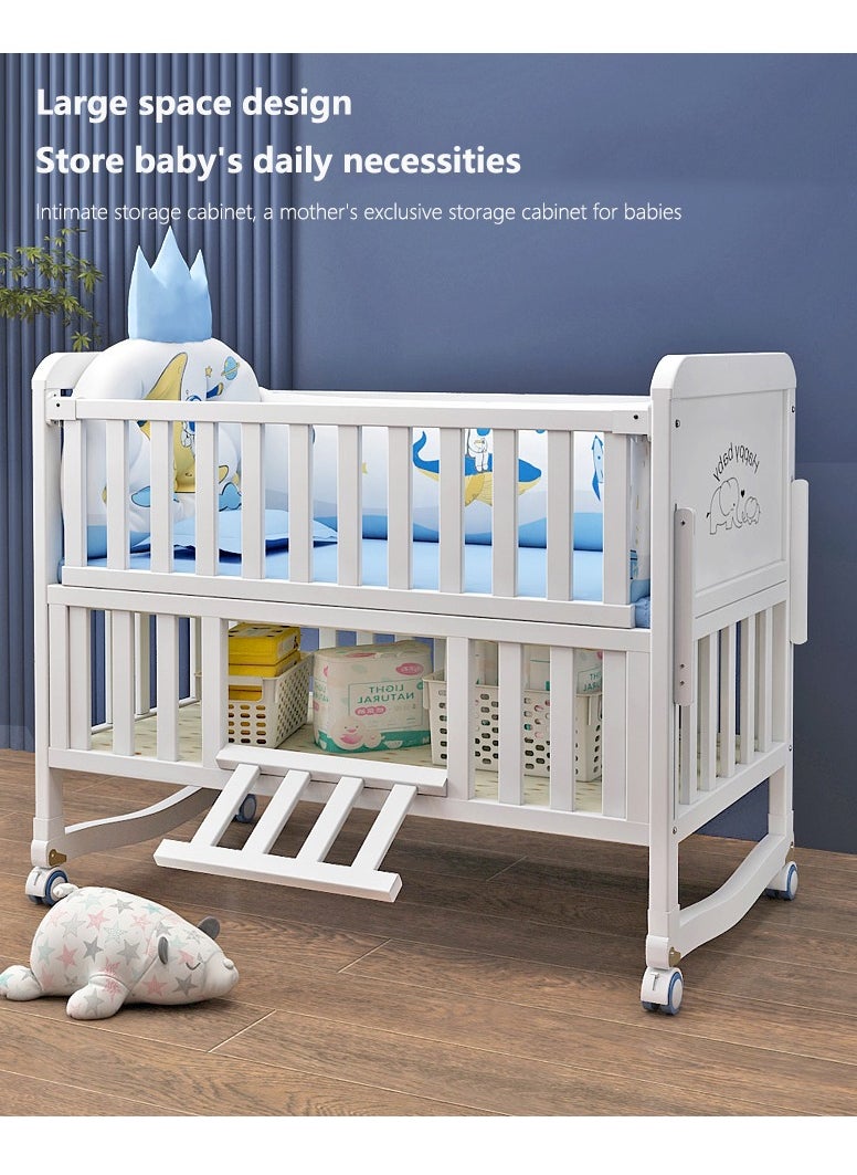 Arabest - Baby Crib Solid Wood Crib Multifunctional Solid Wood Paint Free Crib Portable Easy To Assemble - Image 1