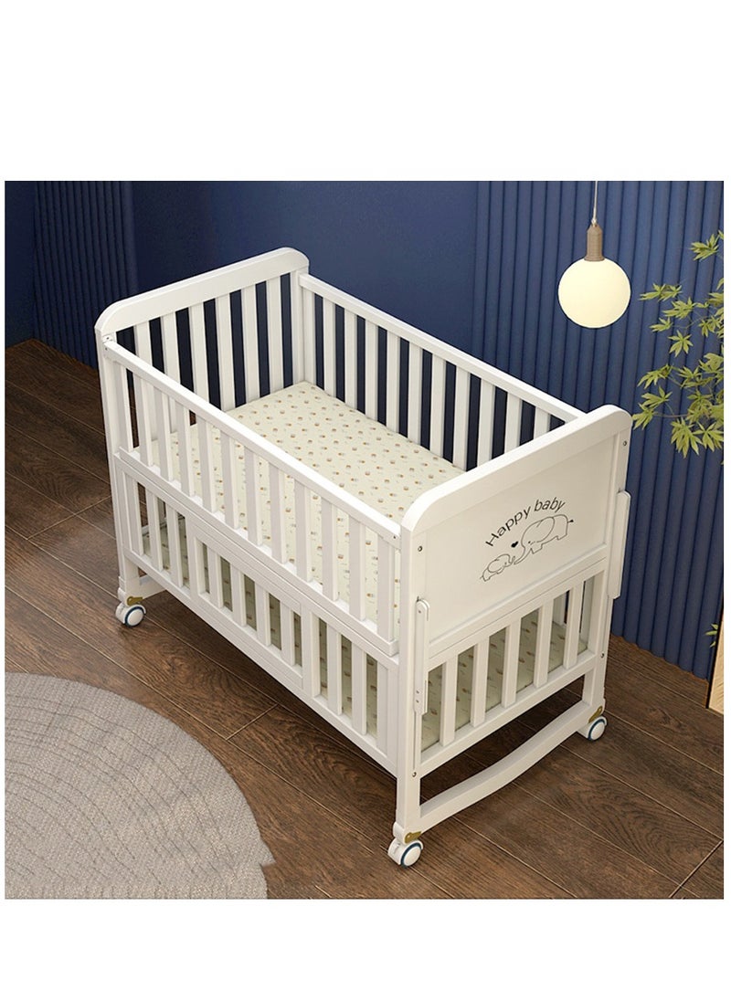 Arabest - Baby Crib Solid Wood Crib Multifunctional Solid Wood Paint Free Crib Portable Easy To Assemble - Image 1