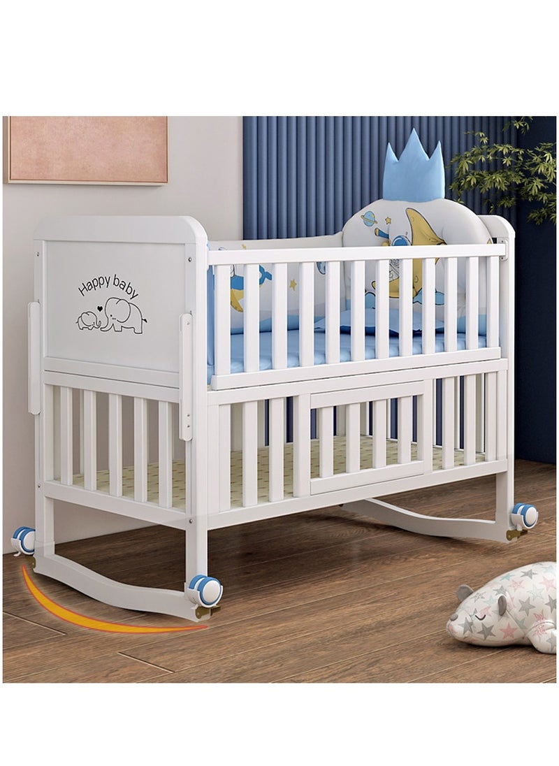 Arabest - Baby Crib Solid Wood Crib Multifunctional Solid Wood Paint Free Crib Portable Easy To Assemble - Image 1