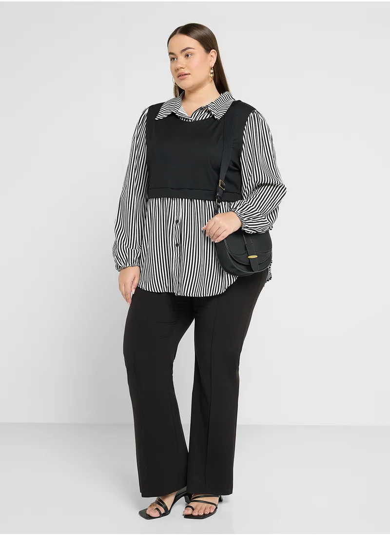 ايلا بلس Mock Top Over Button Down Shirt