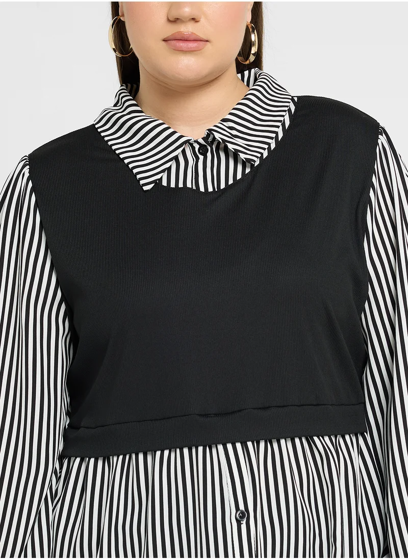ايلا بلس Mock Top Over Button Down Shirt