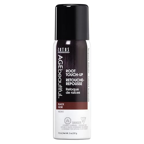 AGE beautiful Root Touch Up Hair Color Spray | Touch-Up Gray Concealer | Temporary Cover Up | Adds Volume & Covers Thinning Patches | Water, Sweat, Stain Resistant | Black | 2 Fl Oz - Image 1