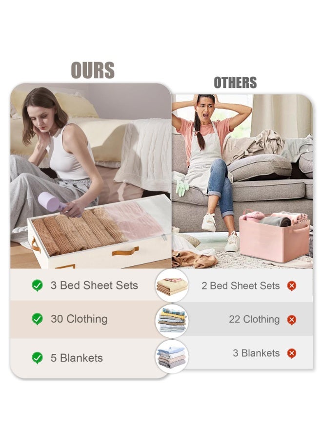 عربست تخزين تحت السرير، حقيبة تخزين ملابس قابلة للطي تحت السرير لتخزين الملابس والبطانيات وأغطية الأسرة وغيرها - عبوتان (لون واحد - عبوتان) - Image 4