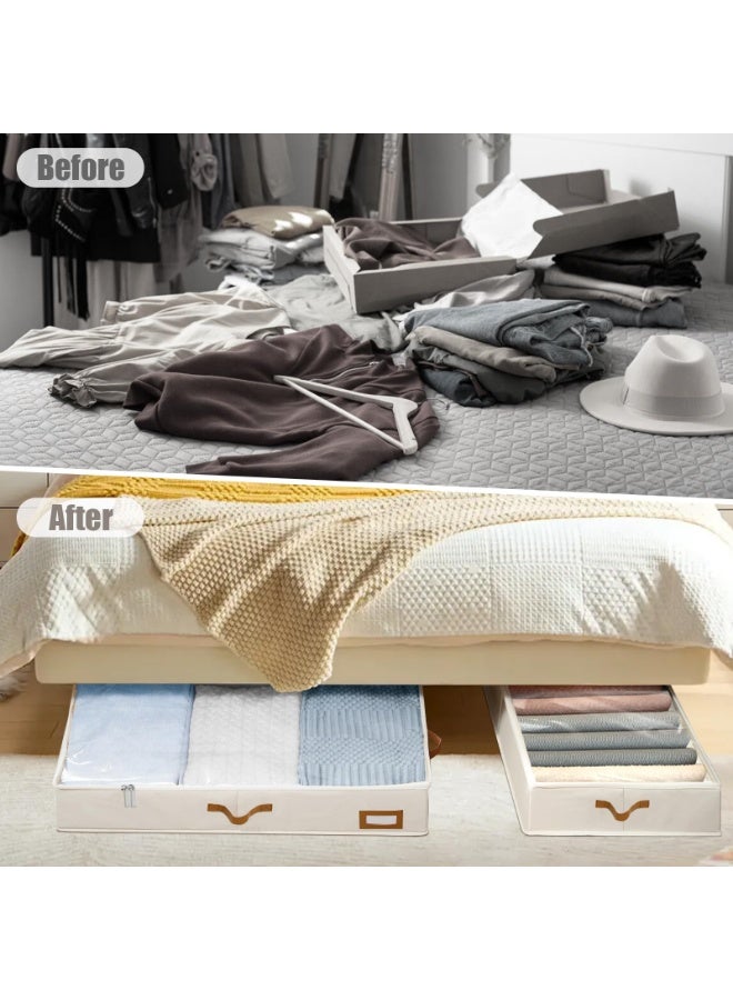 عربست تخزين تحت السرير، حقيبة تخزين ملابس قابلة للطي تحت السرير لتخزين الملابس والبطانيات وأغطية الأسرة وغيرها - عبوتان (لون واحد - عبوتان) - Image 5