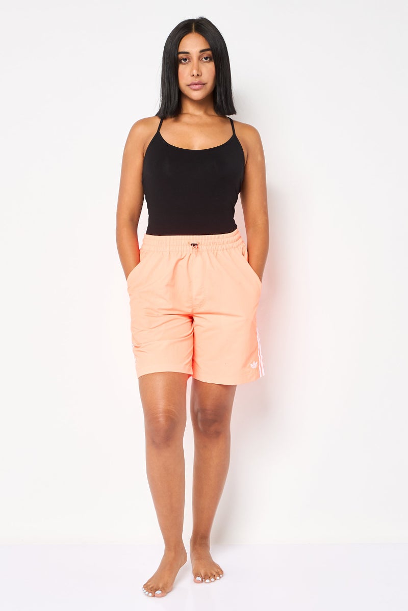 adidas Originals Women Embroidered Logo Pull On Swim Shorts, Neon Orange - Image 2