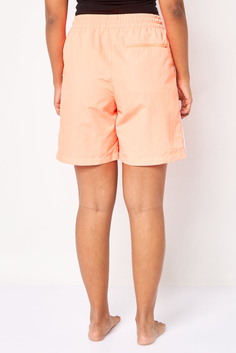 adidas Originals Women Embroidered Logo Pull On Swim Shorts, Neon Orange - Image 4