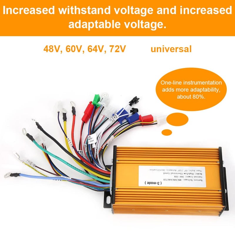 comfrt E‑Bike Speed Motor,48V, 60V, 64V, 72V, 84V Universal Brushless Controller 3‑Mode Sinusoid 12 Tube Fit for Electric Scooter - Image 4