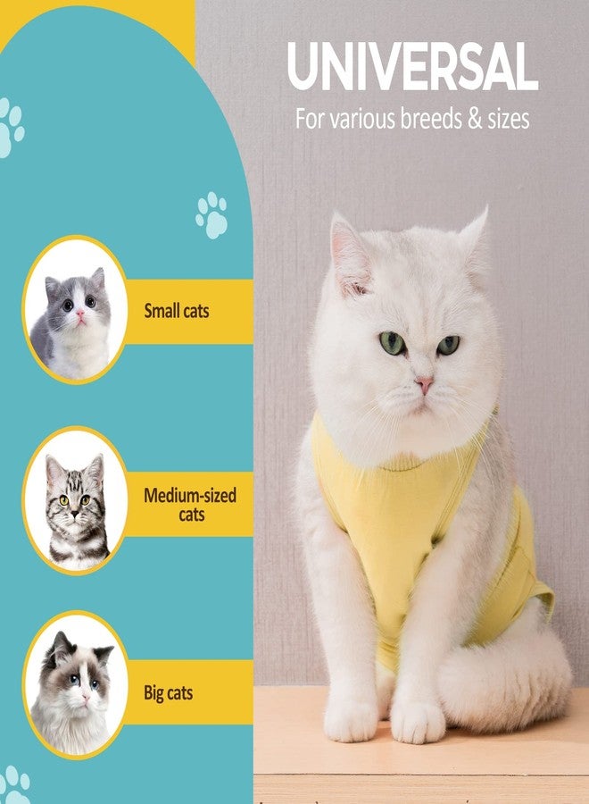 Avont Cat Recovery Suit - Kitten Onesie for Cats After Surgery, Cone of Shame Alternative Surgical Spay Suit for Female Cat, Post-Surgery or Skin Diseases Protection -Yellow(M) - Image 5
