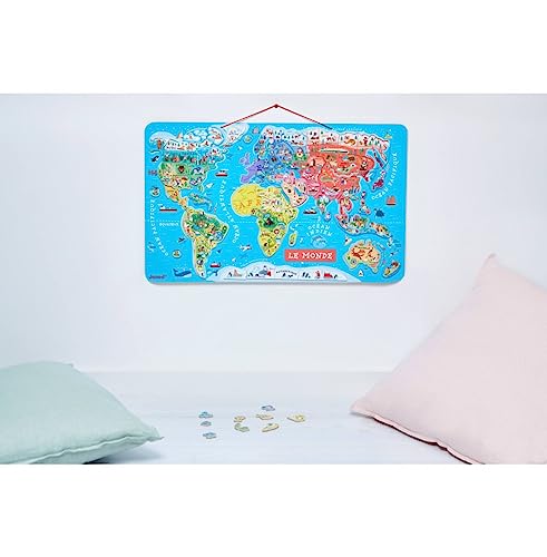 Janod Wooden Magnetic World Map Puzzle 70 x 43 cm Assembling Puzzles Together Educational Geography Tool Interactive Exploration Durable Magnetic Pieces Ages 7 J05504 - Image 5