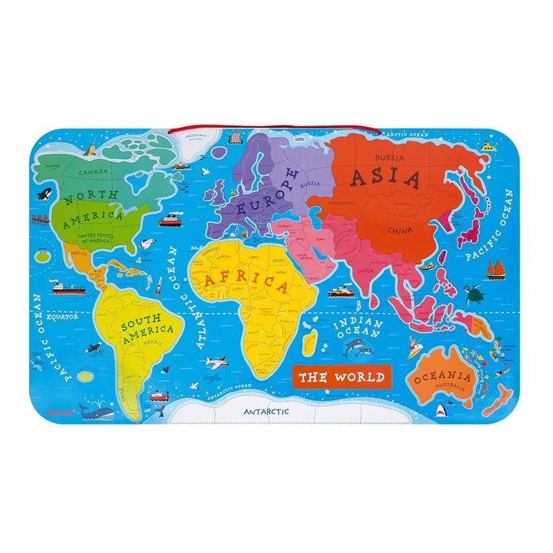 Janod Wooden Magnetic World Map Puzzle 70 x 43 cm Assembling Puzzles Together Educational Geography Tool Interactive Exploration Durable Magnetic Pieces Ages 7 J05504 - Image 3