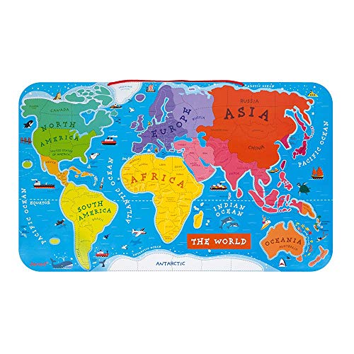Janod Wooden Magnetic World Map Puzzle 70 x 43 cm Assembling Puzzles Together Educational Geography Tool Interactive Exploration Durable Magnetic Pieces Ages 7 J05504 - Image 1
