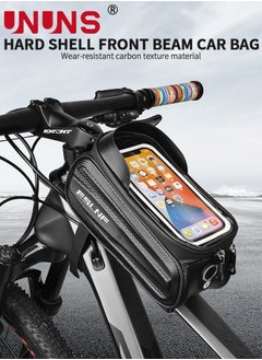 UNUNS Bike Racks Bag,Handlebar Bags With 0.25mm TPU Touch-Screen,Bicycle Top Tube Bag Pouch,Waterproof Phone Holder Mount Hard Casing For Road Bike,MTB,E-bikes,Fit Under 6.5" Phones,Bike Accessories  - Image 2