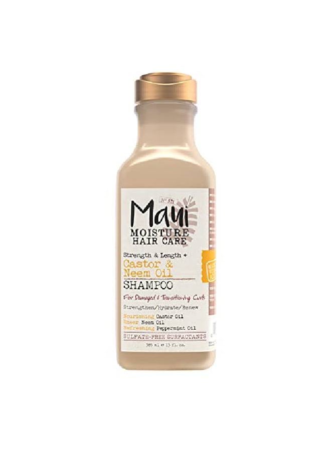 MAUI MOISTURE Strength & Length + Castor & Neem Oil Shampoo Curly Hair Product For Dry Damaged Hair Clear Unscented 13 Fl Oz  - Image 1