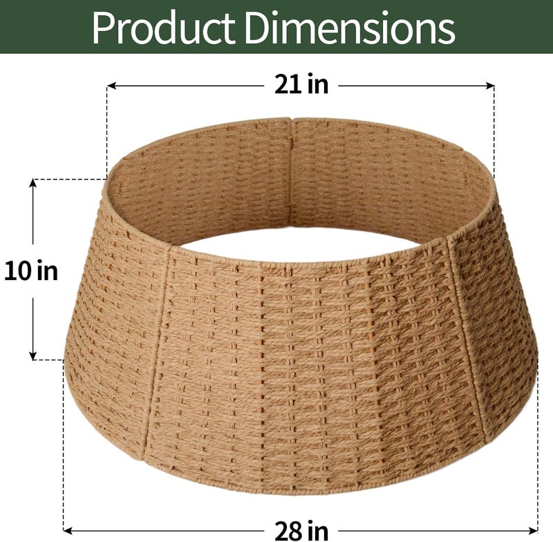 HENAYUK Christmas Tree Collar, 28in Farmhouse Detachable Handwoven Christmas Tree Base Cover, Rustic Tree Collar Ring, Christmas Holiday Decoration - Image 2
