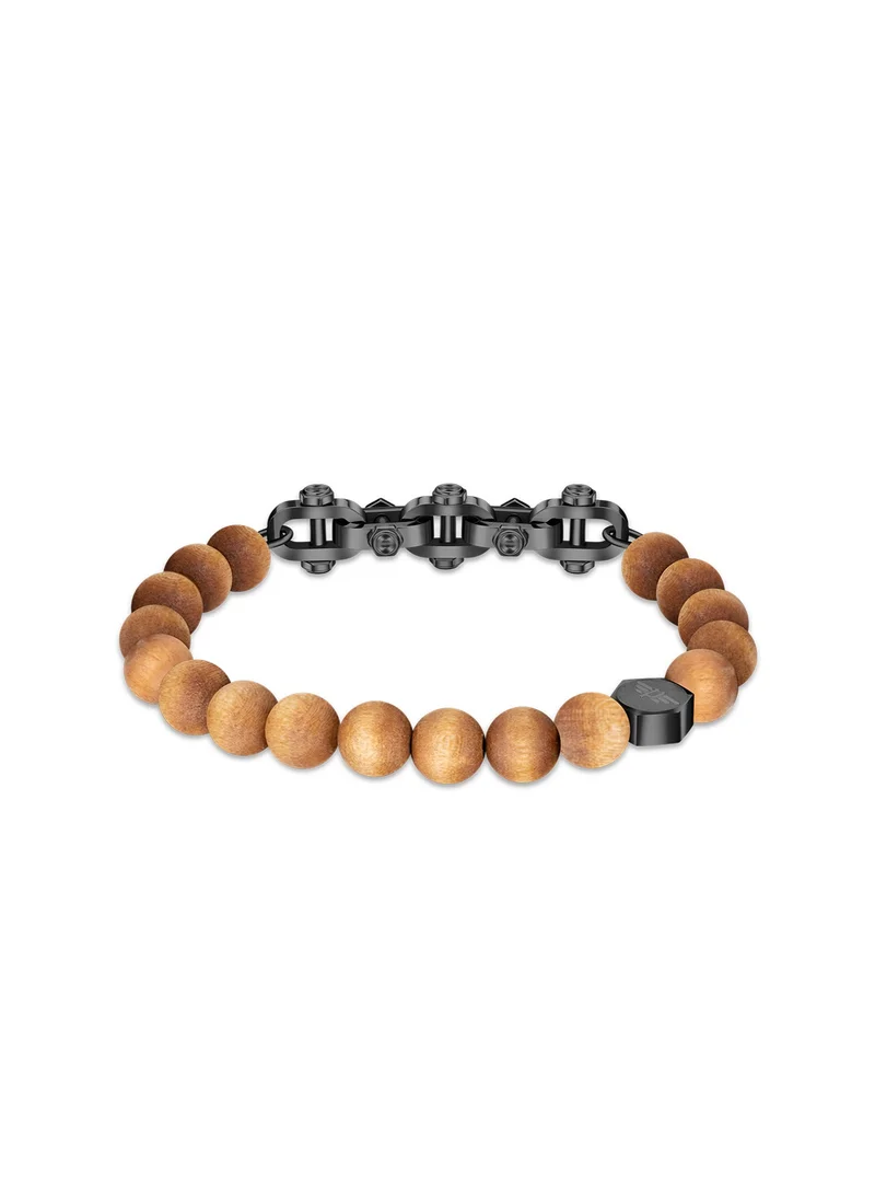 بوليس سوار مطاطي رمادي مع خرز بني للرجال مقاس كبير