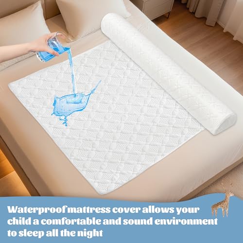 Asatdd Waterproof Bed Rail for Toddlers Bed Guard Rail Soft Memory Foam Toddler Bed Bumper for Twin Full Queen King Beds with Washable Cover 1 Pack - Image 3