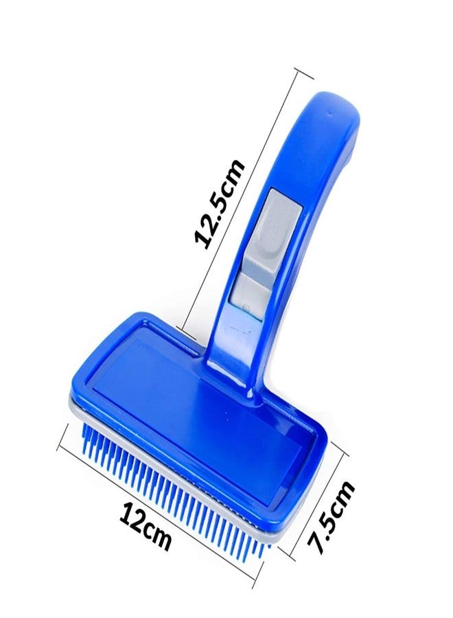 PET FUN Puppies Pet Grooming Slicker Brush | For Dogs, Cats, Rabbits & Goats | Long & Short Hair | Shedding, Detangling & Massage Brush | Rectangle Head | Curved Handle | Self-Cleaning Pet Comb (Small) - Image 2