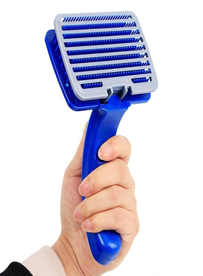 PET FUN Puppies Pet Grooming Slicker Brush | For Dogs, Cats, Rabbits & Goats | Long & Short Hair | Shedding, Detangling & Massage Brush | Rectangle Head | Curved Handle | Self-Cleaning Pet Comb (Small) - Image 1