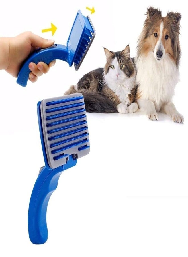 PET FUN Puppies Pet Grooming Slicker Brush | For Dogs, Cats, Rabbits & Goats | Long & Short Hair | Shedding, Detangling & Massage Brush | Rectangle Head | Curved Handle | Self-Cleaning Pet Comb (Small) - Image 4