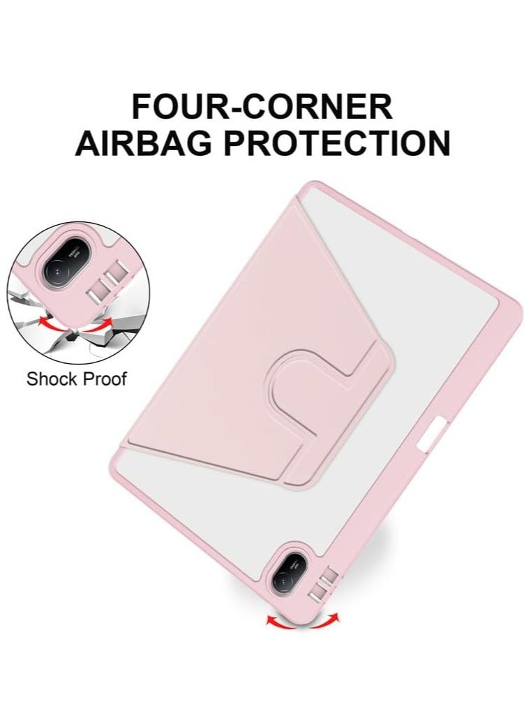 Clear Back Case Compatible with Huawei MatePad SE 11 inch 2024 with Pen Holder, 360 Degree Swivel Stand Flip Smart Tablet Cover Auto Sleep/Wake Case (Pink) - Image 5