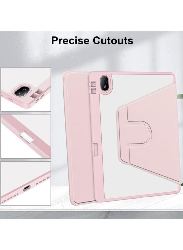 Clear Back Case Compatible with Huawei MatePad SE 11 inch 2024 with Pen Holder, 360 Degree Swivel Stand Flip Smart Tablet Cover Auto Sleep/Wake Case (Pink) - Image 4