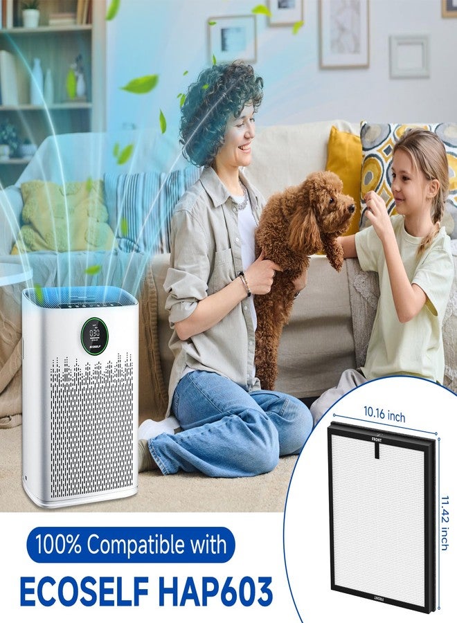 Sinnya 2 Pack HAP-603/HAP-603WF Replacement Filter Fit for ECOSELF Air Purifier Filter Replacement for ECOSELF HAP603 / HAP603WF Air Purifier, for Home Large Room with Smart Mode, # RFHAP603 White - Image 2