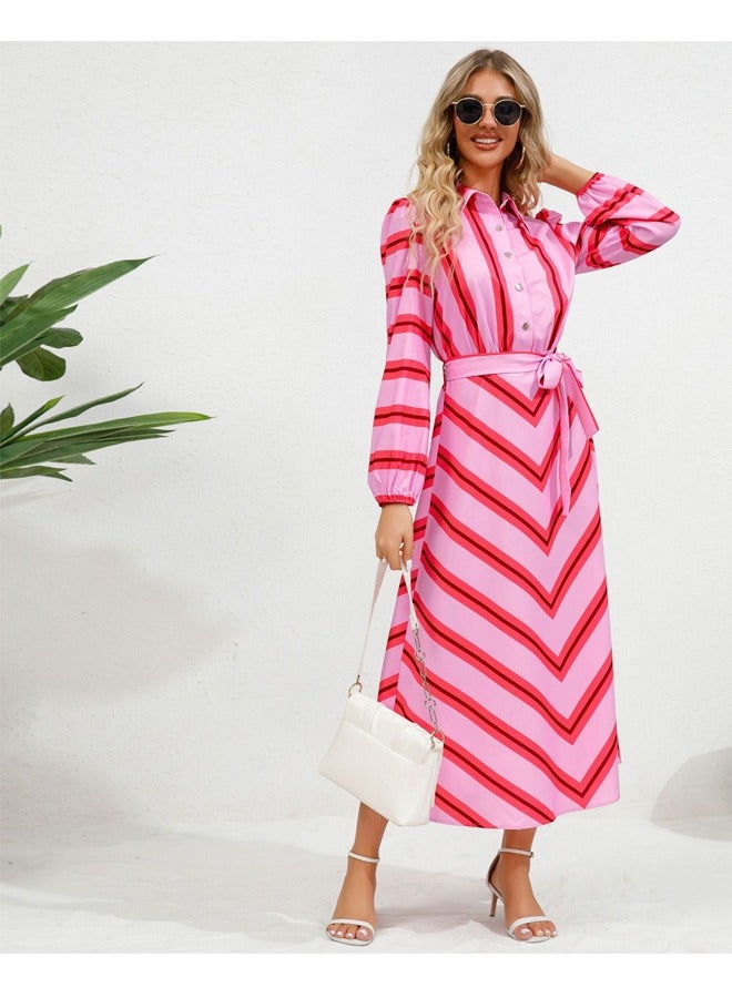 NIBEMINENT Button Striped Shirt Dress Women - Image 1