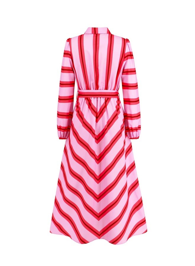 NIBEMINENT Button Striped Shirt Dress Women - Image 5