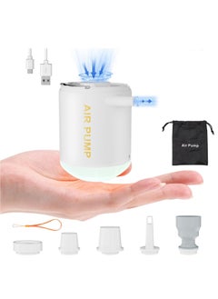 3 in 1 Rechargeable Mini Electric Portable Air Pump, Vacuum Bag Pump, Camping Light with 2000mAh Battery for Inflatables or Deflate with Storage Bags for Swimming Ring, Air Bed, Mattress Vacuum bags