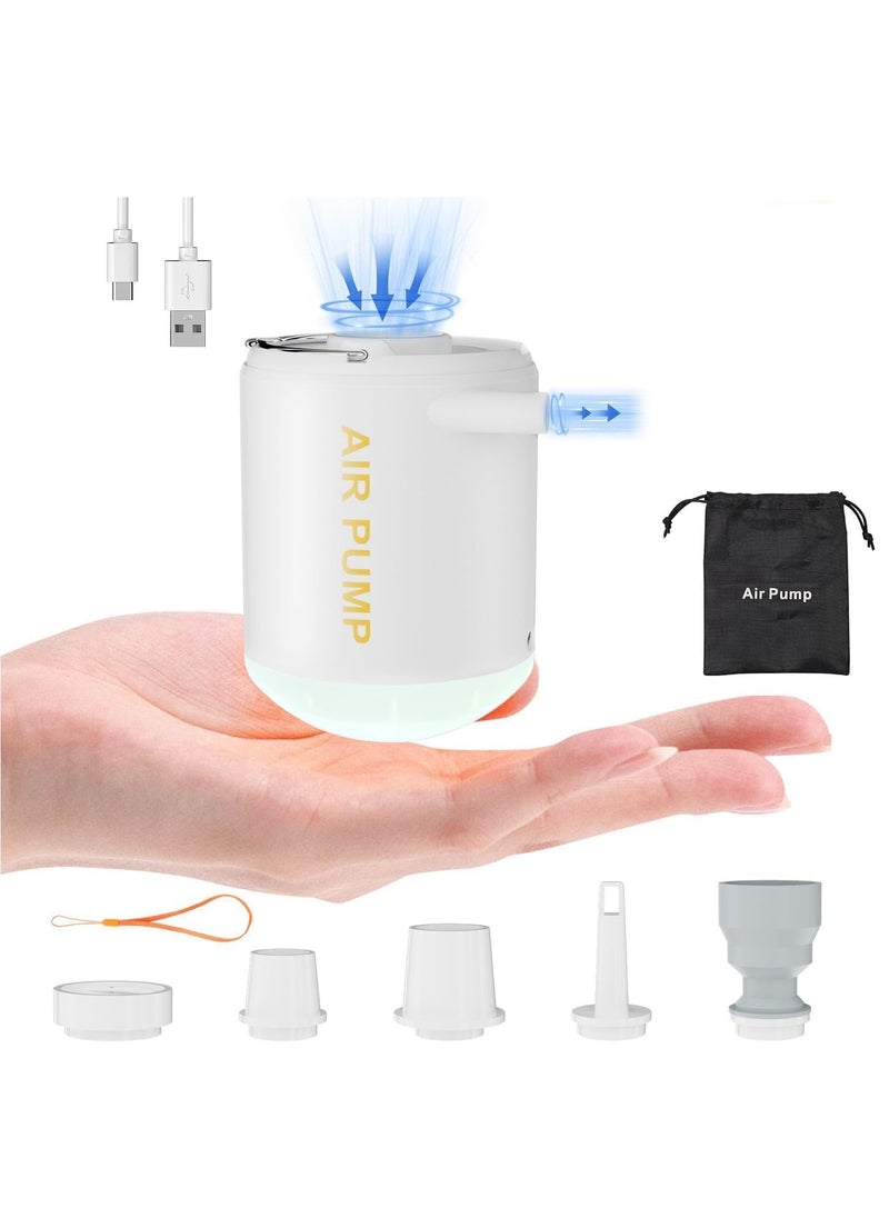 XiuWoo - 3 in 1 Rechargeable Mini Electric Portable Air Pump, Vacuum Bag Pump, Camping Light with 2000mAh Battery for Inflatables or Deflate with Storage Bags for Swimming Ring, Air Bed, Mattress Vacuum bags - Image 1
