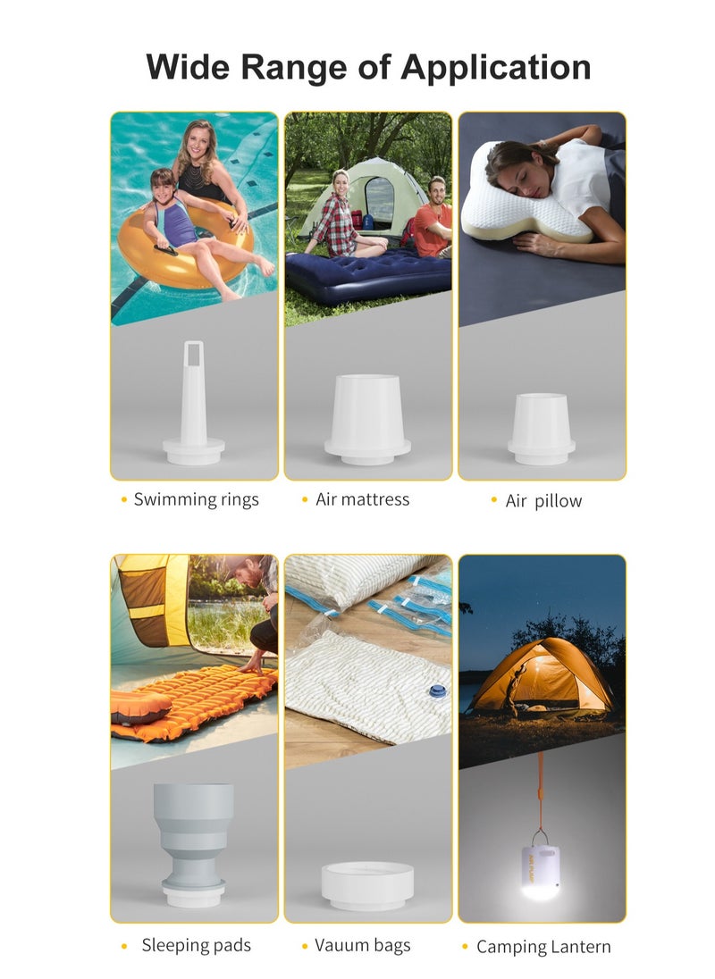 XiuWoo - 3 in 1 Rechargeable Mini Electric Portable Air Pump, Vacuum Bag Pump, Camping Light with 2000mAh Battery for Inflatables or Deflate with Storage Bags for Swimming Ring, Air Bed, Mattress Vacuum bags - Image 1