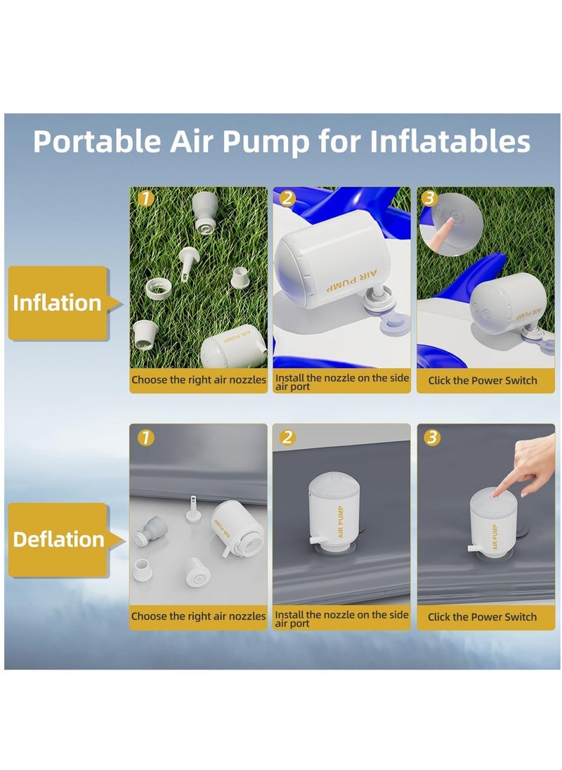 XiuWoo - 3 in 1 Rechargeable Mini Electric Portable Air Pump, Vacuum Bag Pump, Camping Light with 2000mAh Battery for Inflatables or Deflate with Storage Bags for Swimming Ring, Air Bed, Mattress Vacuum bags - Image 1