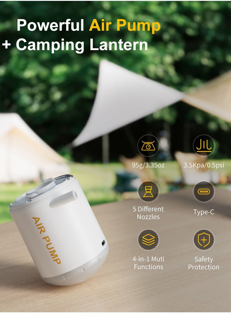 XiuWoo - 3 in 1 Rechargeable Mini Electric Portable Air Pump, Vacuum Bag Pump, Camping Light with 2000mAh Battery for Inflatables or Deflate with Storage Bags for Swimming Ring, Air Bed, Mattress Vacuum bags - Image 1