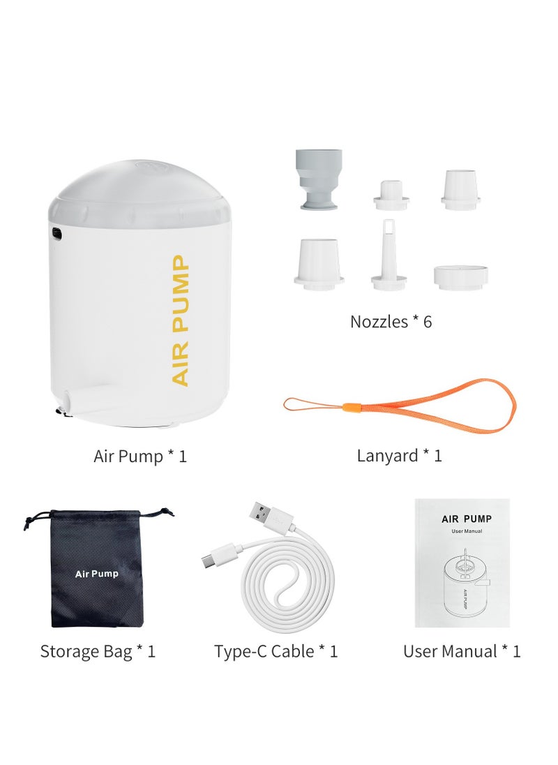 XiuWoo - 3 in 1 Rechargeable Mini Electric Portable Air Pump, Vacuum Bag Pump, Camping Light with 2000mAh Battery for Inflatables or Deflate with Storage Bags for Swimming Ring, Air Bed, Mattress Vacuum bags - Image 1