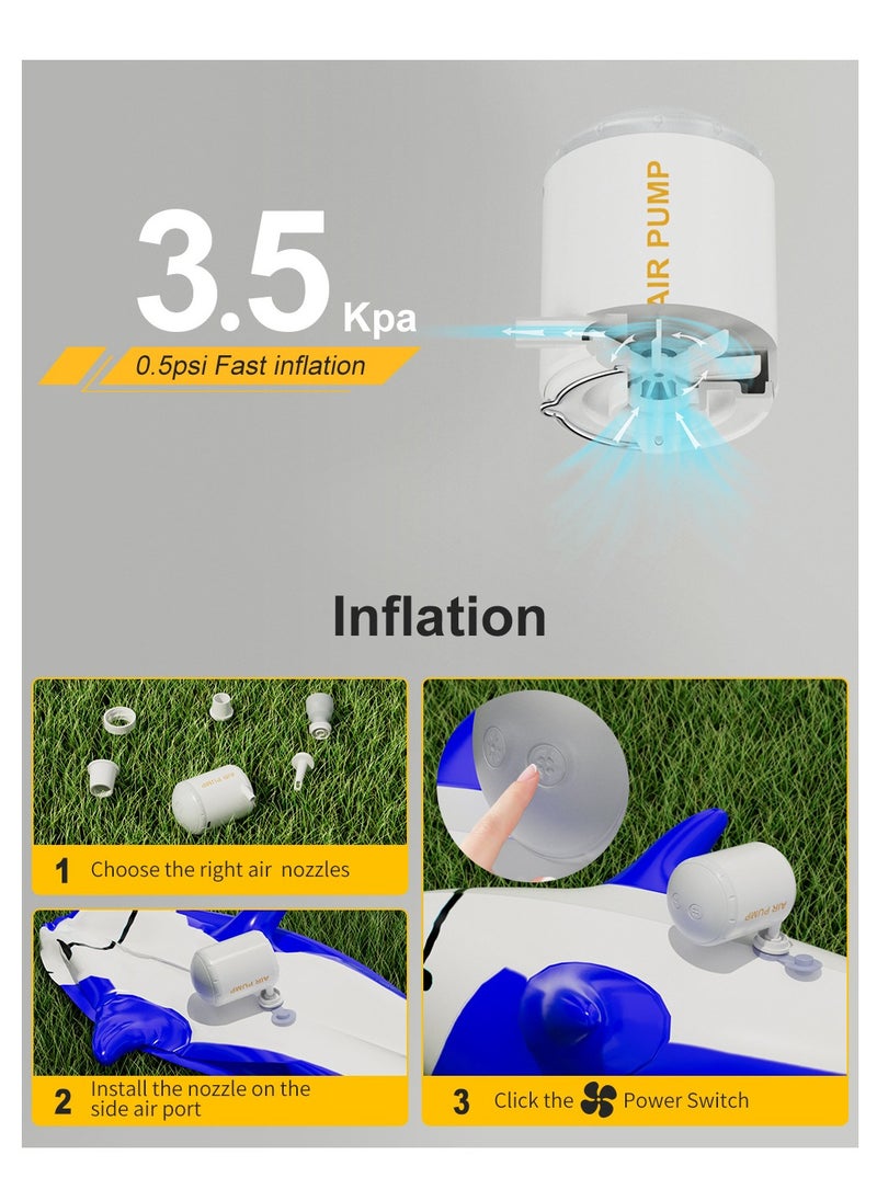 XiuWoo - 3 in 1 Rechargeable Mini Electric Portable Air Pump, Vacuum Bag Pump, Camping Light with 2000mAh Battery for Inflatables or Deflate with Storage Bags for Swimming Ring, Air Bed, Mattress Vacuum bags - Image 1