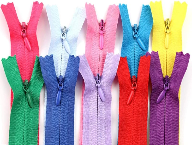 Coloured Zips,Nylon Zipper,10Pcs 28/35/40/45/50/55/60cm Invisible Zipper 3# Nylon Zipper for DIY Handcraft Cloth Sewing Accessories, Type 162 Red (Color : Type 237 Green, Size : 28cm) - Image 4