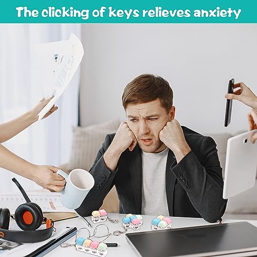 Oppaxf 4 Pcs Keyboard Fidget Keychain Decompression Toys Keyboard Fidget Clicker Finger Keyboard Toys,Fidget Keychain with LED Light Stress Relief Keyboard,Keyboard Clicker for Gifts to Pass The Boring Time - Image 3