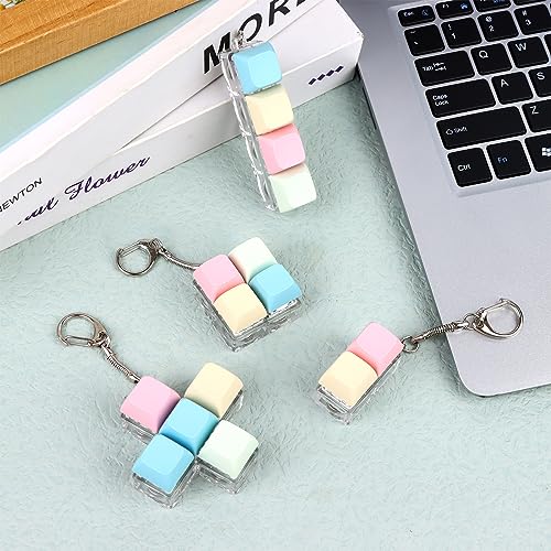 Oppaxf 4 Pcs Keyboard Fidget Keychain Decompression Toys Keyboard Fidget Clicker Finger Keyboard Toys,Fidget Keychain with LED Light Stress Relief Keyboard,Keyboard Clicker for Gifts to Pass The Boring Time - Image 5