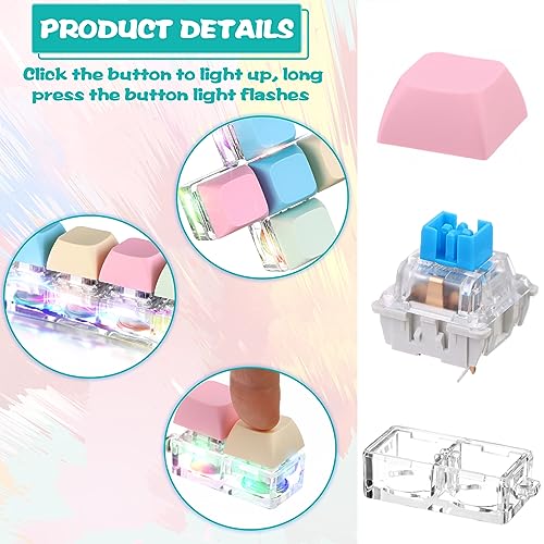 Oppaxf 4 Pcs Keyboard Fidget Keychain Decompression Toys Keyboard Fidget Clicker Finger Keyboard Toys,Fidget Keychain with LED Light Stress Relief Keyboard,Keyboard Clicker for Gifts to Pass The Boring Time - Image 4