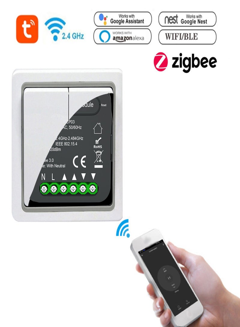 تويا وحدة تبديل الستارة الذكية Tuya ZigBee QS-Zigbee-CP03 وحدة تعديل الستارة المنزلية مشاركة جهاز الهاتف المحمول وظيفة التوقيت التحكم عن بعد في التطبيق متوافق مع Google Home Voice - Image 4